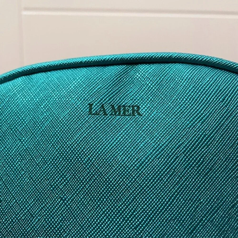 NEW La Mer Metallic Green Zippered Makeup Cosmetic Bag Travel